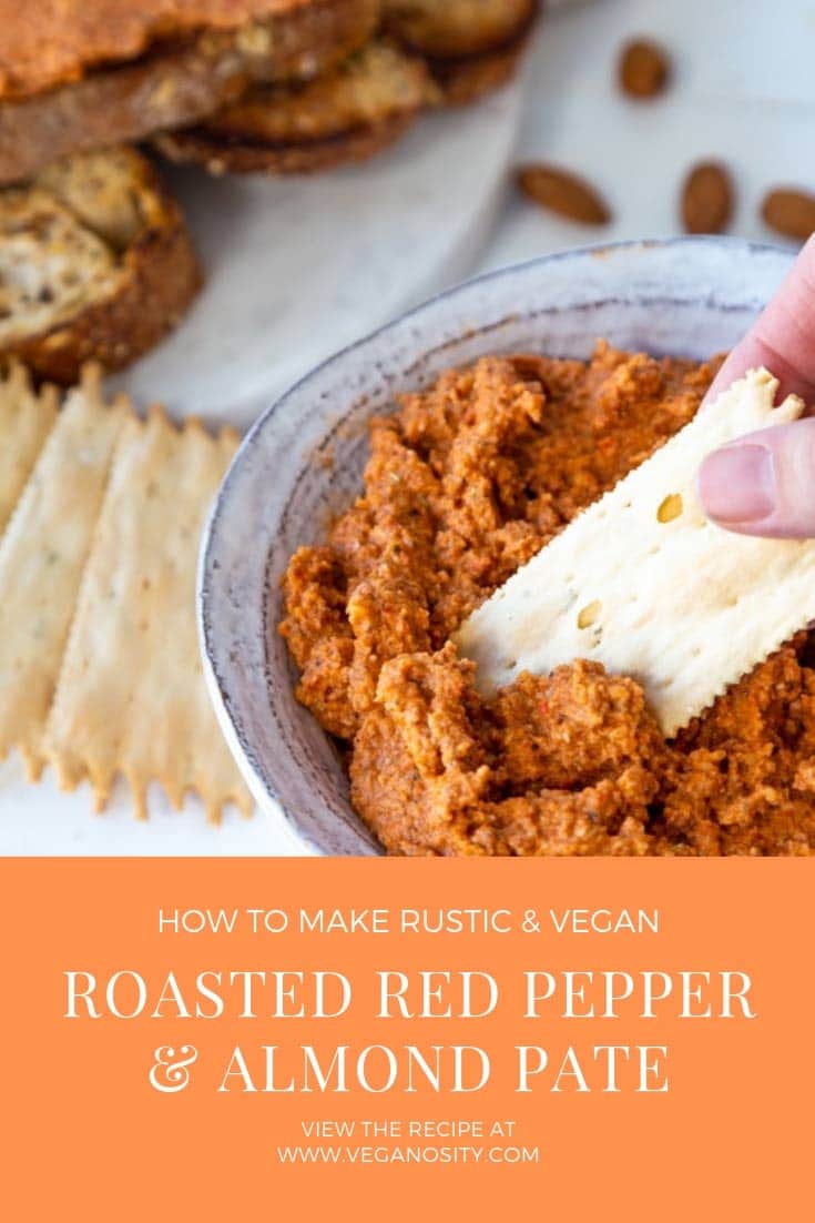 Alnond & Red Pepper Pate a savory vegan dip. #vegan #appetizer #dip