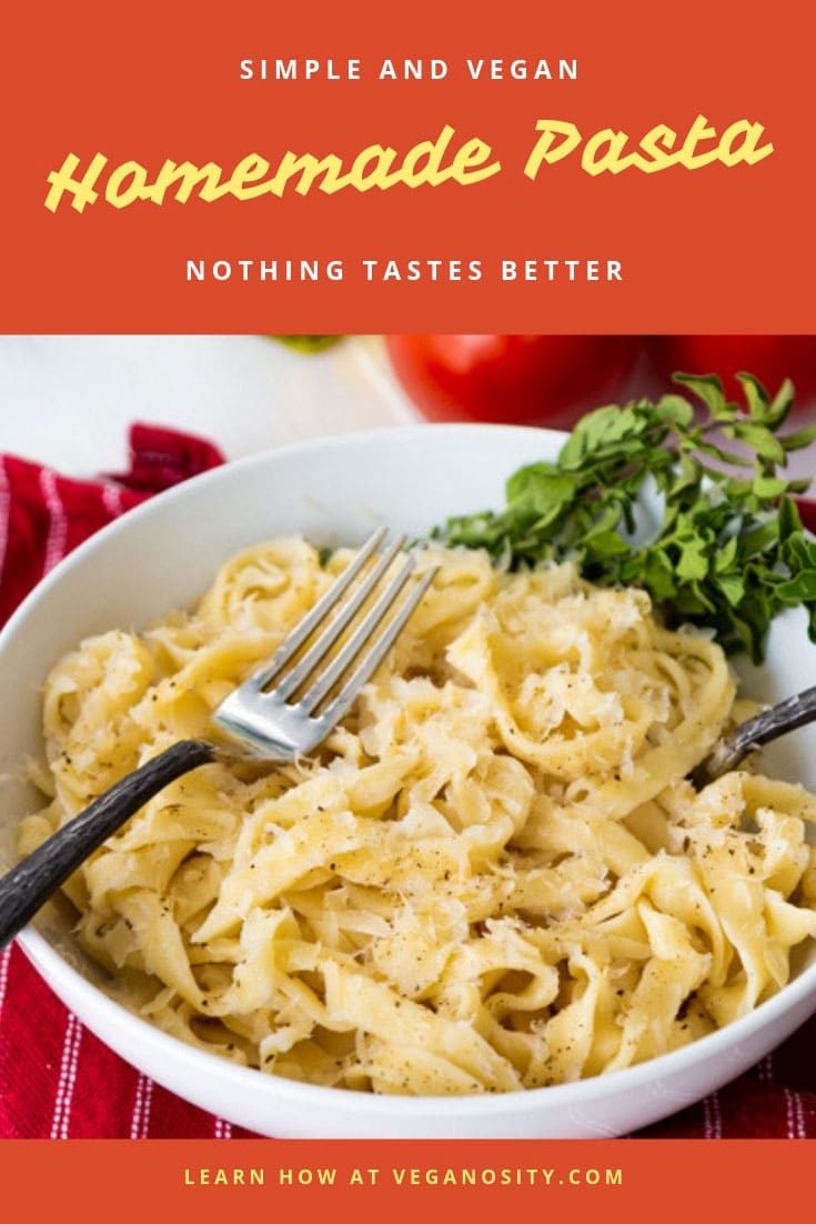 3 ingredient homemade pasta! So easy and delicious! #veganpasta #homemade #pasta