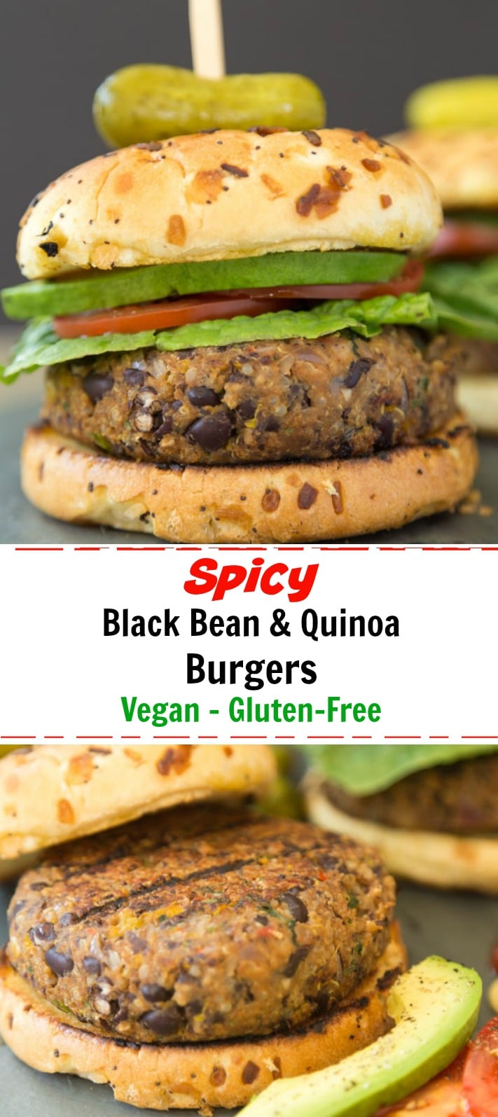 Spicy black bean burgers with quinoa and veggies that don't fall apart on the grill! Perfect for summer grilling season. #vegan #burger #black bean # quinoa