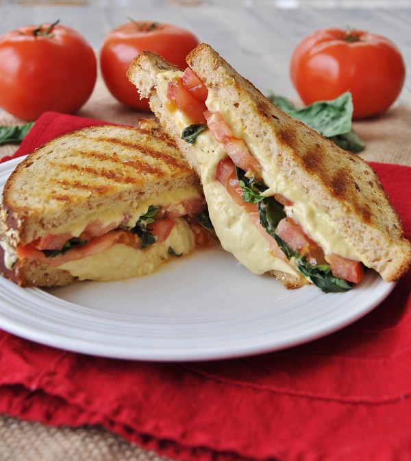 Vegan Tomato Basil Grilled Cheese Sandwich
