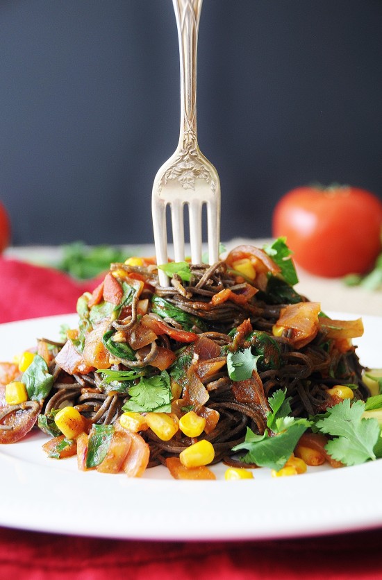 Mexican Black Bean Spaghetti