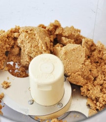 Peanut butter and dates in a food processor.