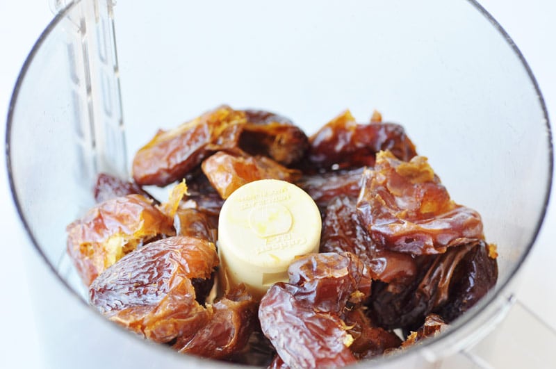 Medjool dates in a food processor
