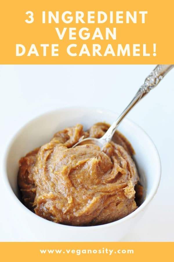 3 ingredient vegan date caramel! Put it on ice cream or anywhere you need a little extra sweetness. #vegan #caramel #dates