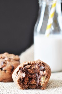 Chunky Monkey Chocolate Banana Muffins! This vegan muffin recipe is filled with chocolate and bananas. The perfect morning or afternoon treat. www.veganosity.com