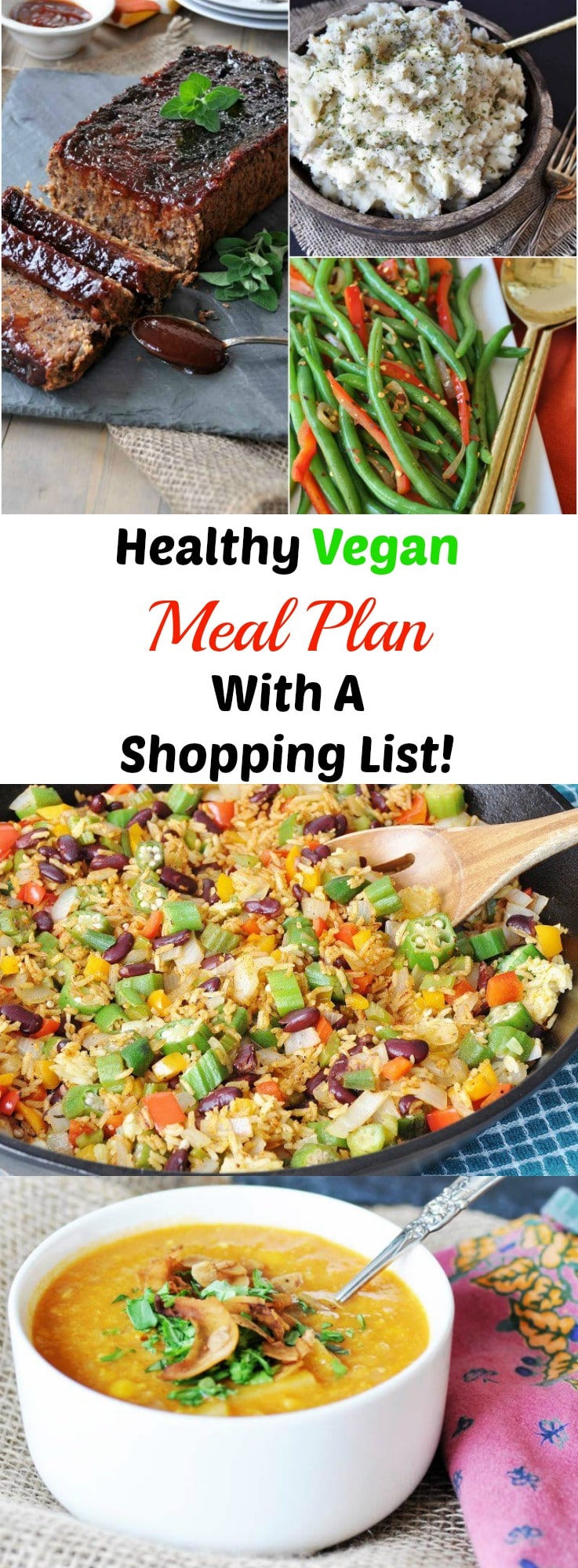 A healthy vegan weekly meal plan with a shopping list! This will help you eat healthier and smarter, while making your life easier.