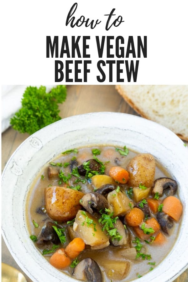 A simple and easy way to make vegan beef stew! #veganbeefstew #veganstew 
