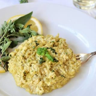 Creamy Vegan Risotto made with fresh herbs and a lemon cashew cream sauce.