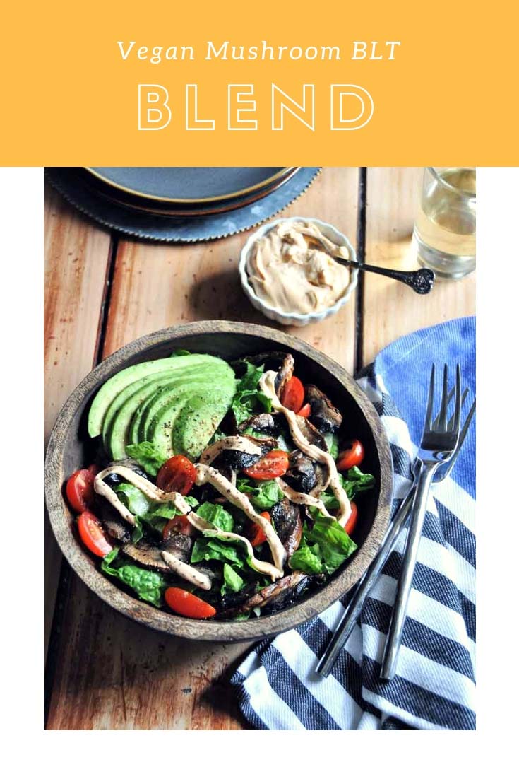 A vegan version of the BLT in salad form! Made with smoky Portobello mushrooms and a creamy smoky dressing. #vegan #blt #salad