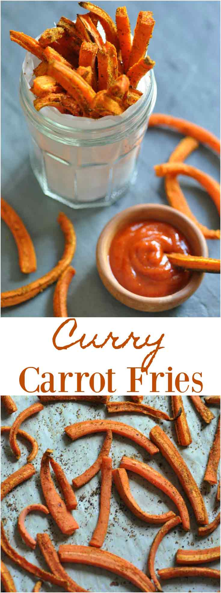 Delicious and healthy oven baked Curry Carrot Fries!