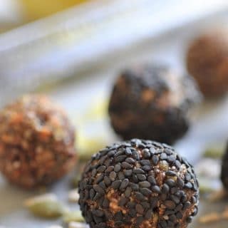 Energy bites with pepitas and sunflower seeds.