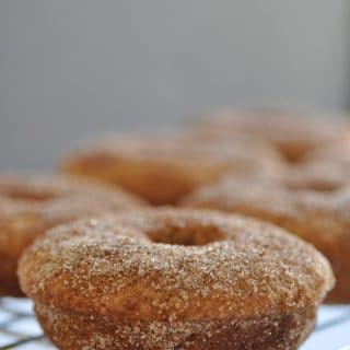 Baked apple cider doughnuts that are vegan! Made with aquafaba and so delicious!