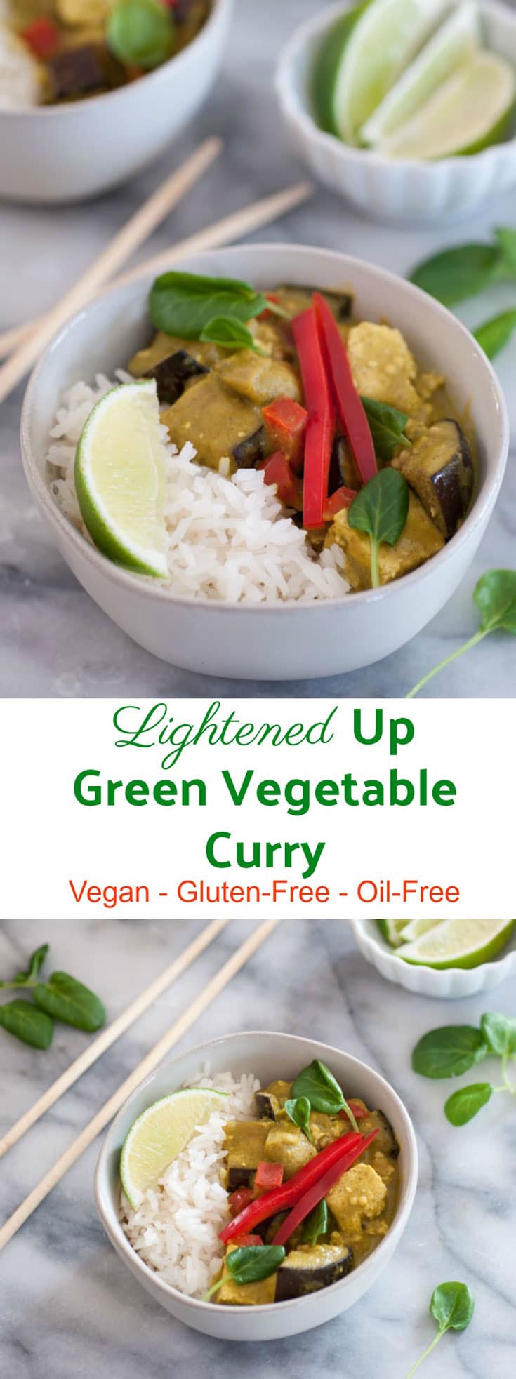 Lightened Up Green Vegetable Curry! Vegan, Gluten-Free, Oil-Free! The perfect healthy dinner.
