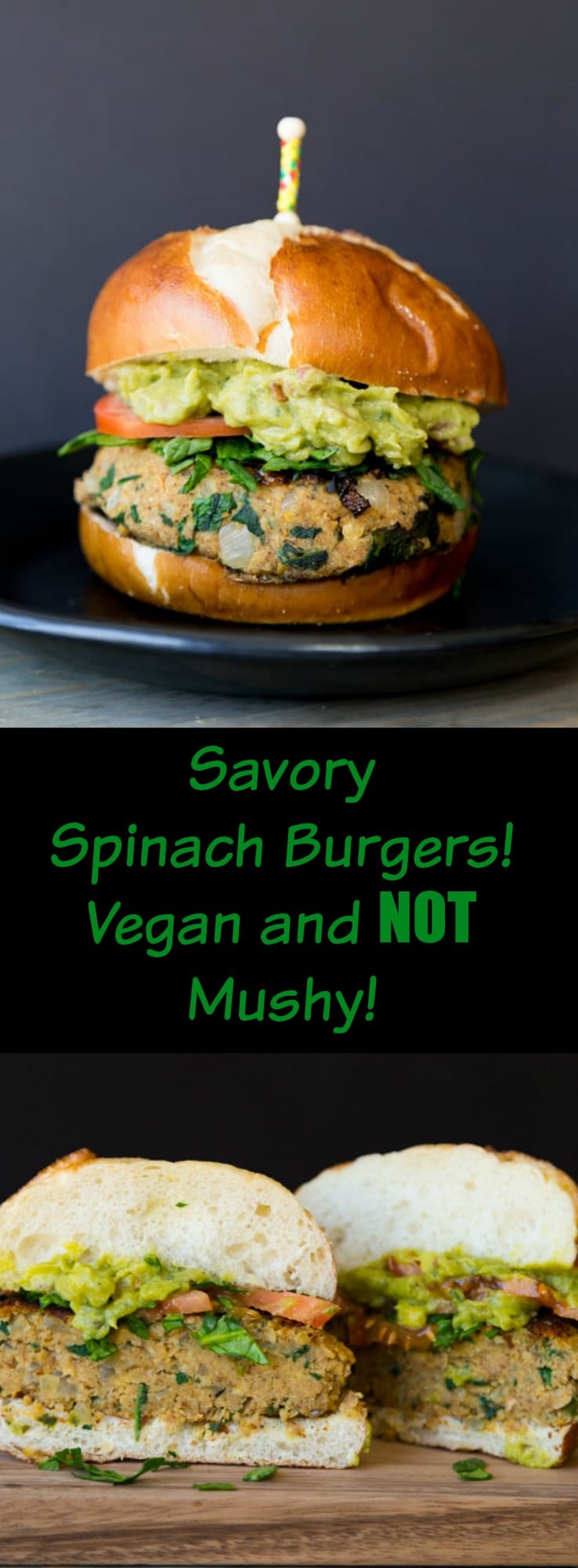 Delicious and easy to make Spinach Burgers. Made with chickpeas and fresh spinach, and lot's of flavor!