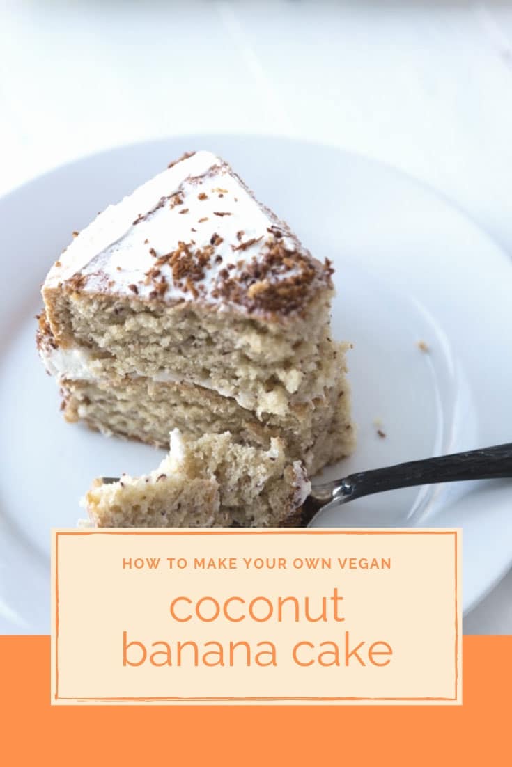 Moist and delicious vegan coconut banana cake with buttercream frosting! #vegan #dessert #cake