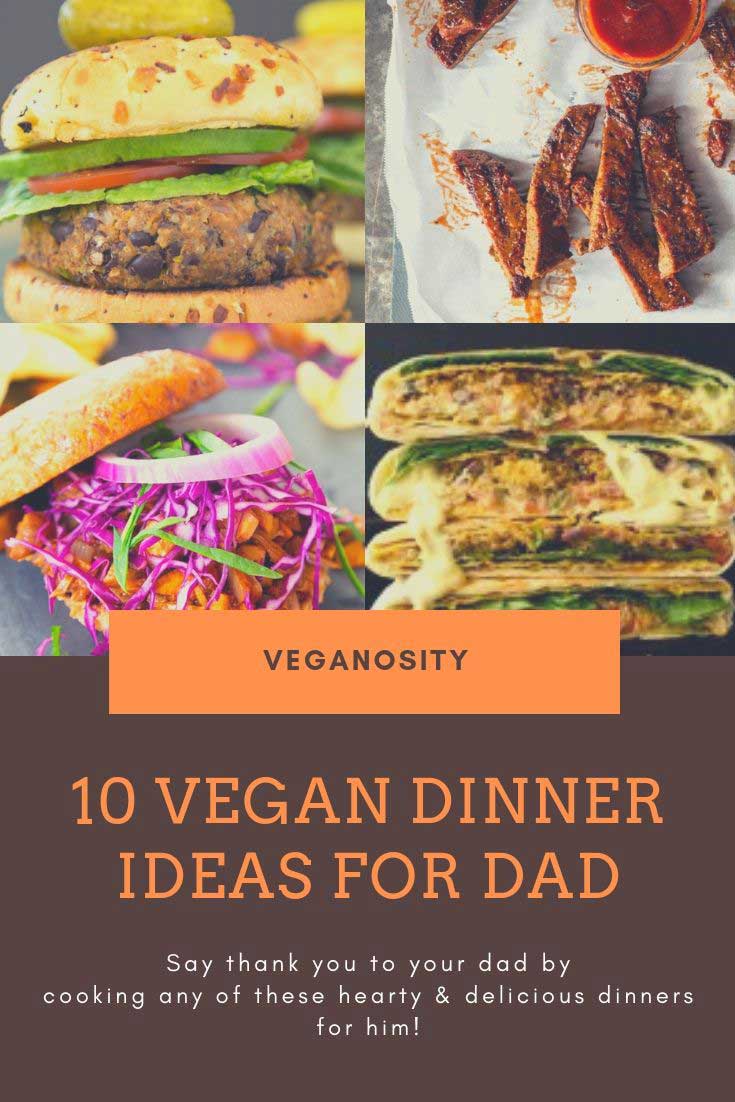 A Pinterest pin with a collage of burger and rib recipes for Father's Day.