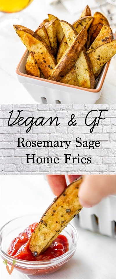 A PInterest pin for Home Fries with two pictures of the fries.